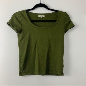 Madewell Scoop Neck Baby Tee Green XS Cropped
